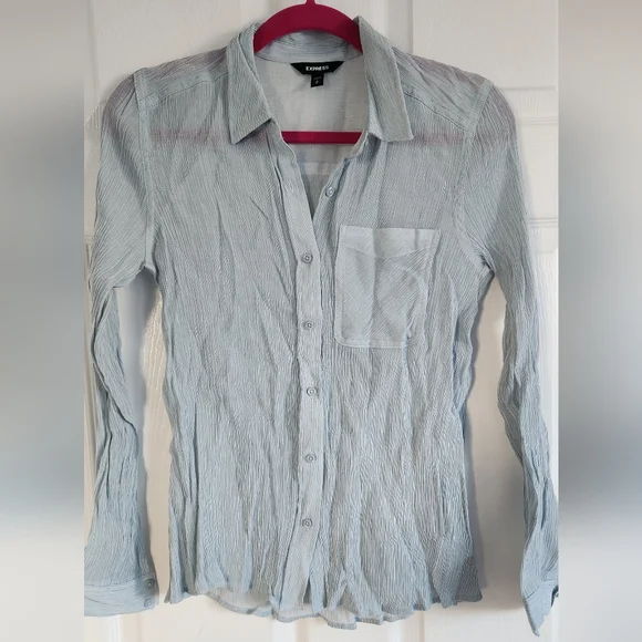 Express Light Blue Button-Up Shirt - Picture 1 of 5
